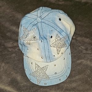 Denim baseball hat with stars